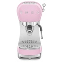 Machine à expresso Smeg ECF02PKEU, café moulu, pression 15 bar, mousseur à lait, 2 tasses, rose