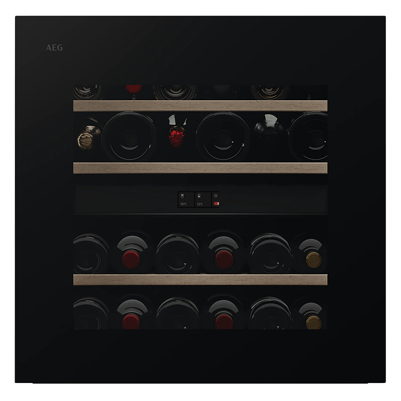 Cave à vin AEG 923421549 intégrable, 26 bouteilles, 2 zones de température, 81 L, porte en verre
