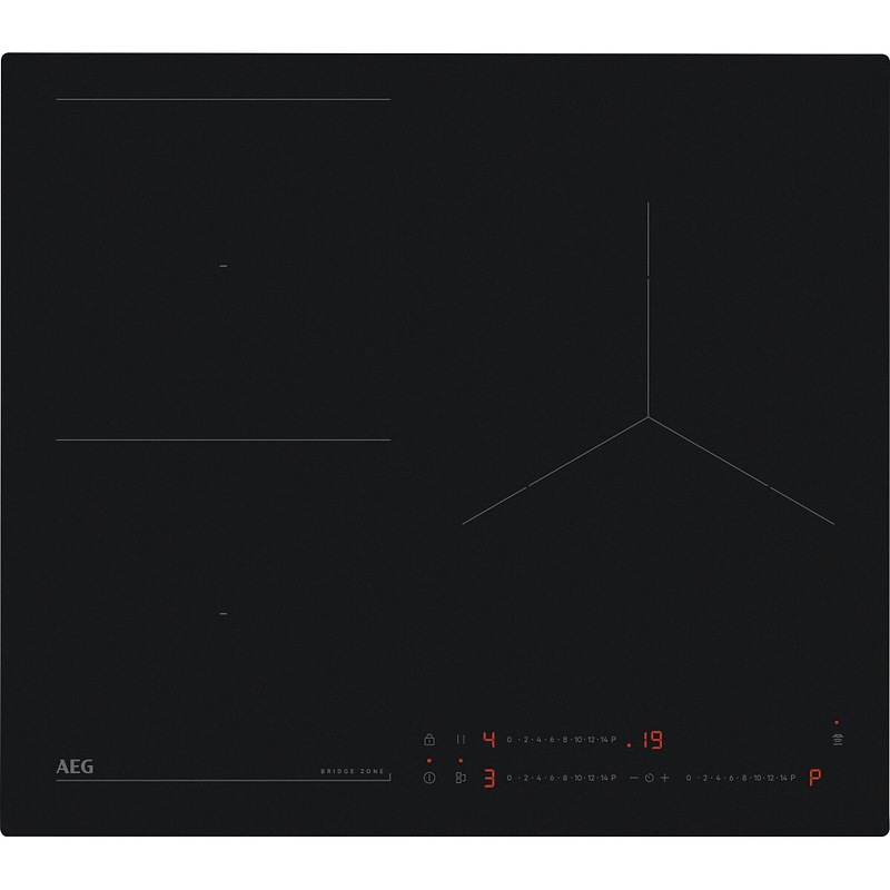 Plaque à induction AEG 949598641, 60 cm, 3 zones, commandes tactiles, Hob2Hood, noire encastrable