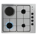Table de cuisson mixte Electrolux EGL62821OX, 3 foyers gaz et plaque électrique, inox, 60 cm
