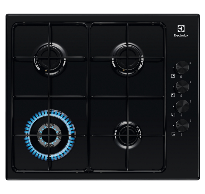 Plaque gaz Electrolux EGS6414K, 4 foyers dont un multi couronne, allumage électronique, 60 cm, Noir