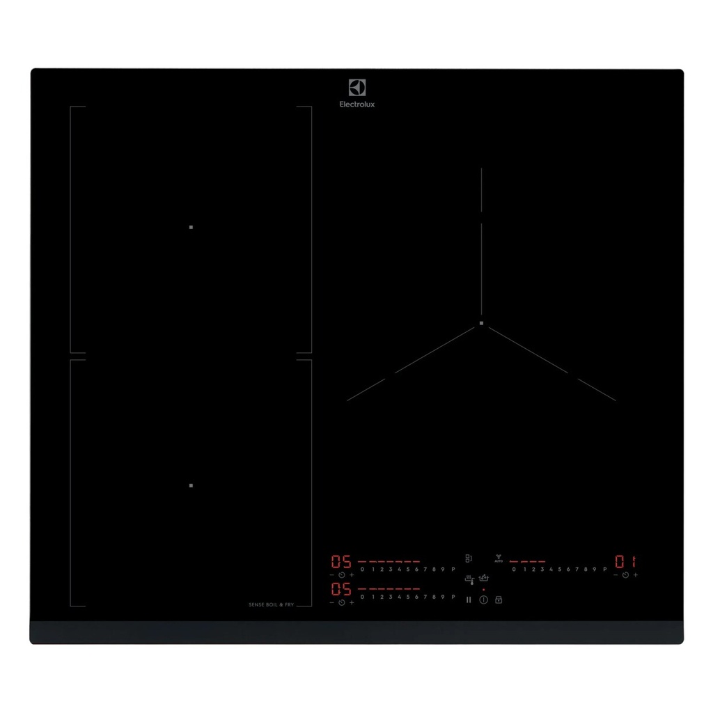 Table induction Electrolux EIS67356, 60 cm, 3 zones, commande tactile, fonction Bridge, Hob2Hood et PowerBoost