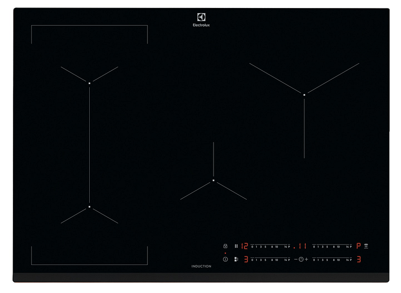 Plaque induction Electrolux EIV734 68 cm, 4 foyers, 4 boosters, minuteur numérique, commandes tactiles, sécurité enfant