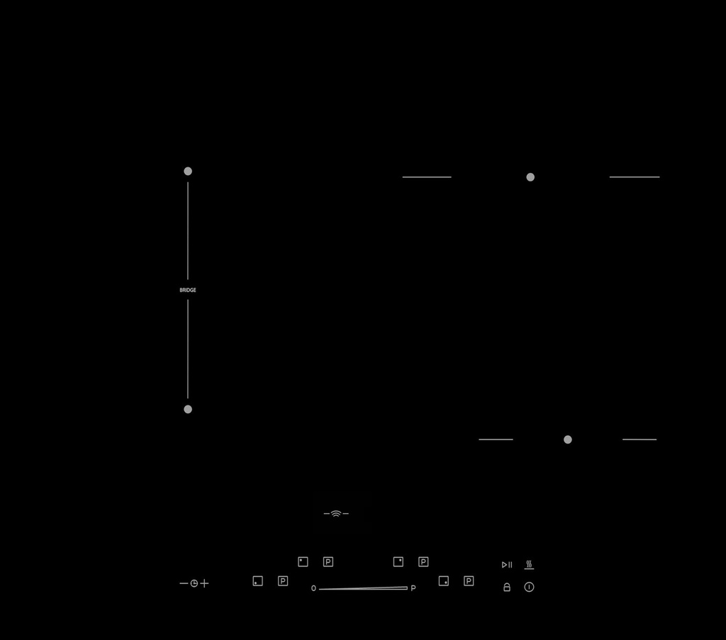 Table à induction 4 zones avec un bridge H-Connect 604 Slider Bridge 51151 H-Connect 604 Slider Bridge Frecan