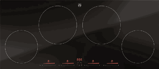 Plaque de cuisson V-ZUG CookTop V4000 i904 3114200001, 4 zones, Multi-Slider, BlackDesign, 90 cm