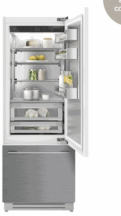 Réfrigérateur/Congélateur combiné V-ZUG 5111500011 entièrement intégrable, 440 l, icemaker, écran couleur