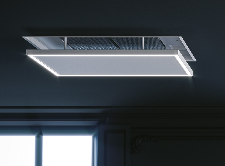 Hotte PANDO 010369, 90 cm, 1130 m³/h, verre blanc, Ø150 mm