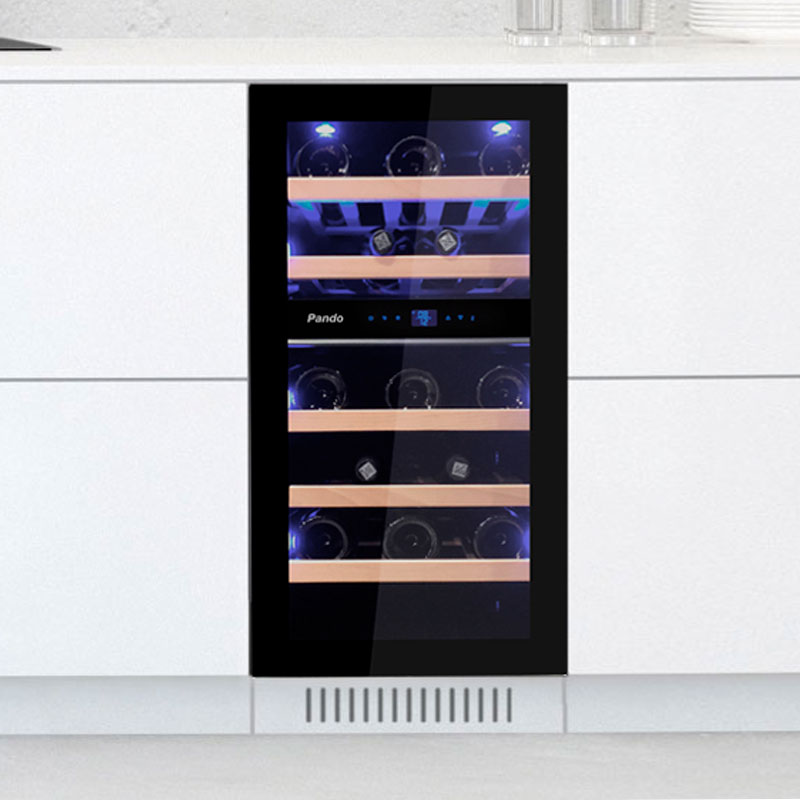 Cave à vin PANDO 010727, 25 bouteilles, 80 L, porte droite, verre noir