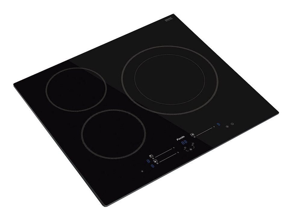 Plaque de cuisson PANDO PI-3111, 60 cm, 3 zones induction, tactile, 7400 W, verre noir