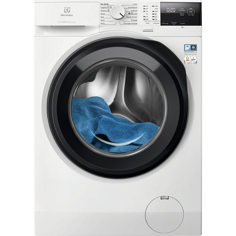 Lave-linge Electrolux EW6FI4112RA hublot 10 kg, 1400 tr/min, SensiCare, Vapeur Hygiène, programme rapide 20 minutes