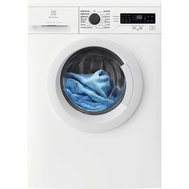 Lave-linge hublot Electrolux EWF0814A4, 8 kg, essorage 1351 tr/min, classe A, tambour inox, pose libre