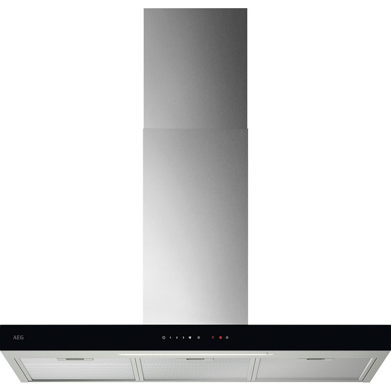 Hotte décorative AEG GB67D91HL murale 898 mm noire et inox, 600 m³/h, 3 vitesses, éclairage LED