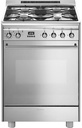 Cuisinière gaz Smeg GP61X9, 4 foyers gaz, four électrique pyrolyse 70 L, grill, porte froide