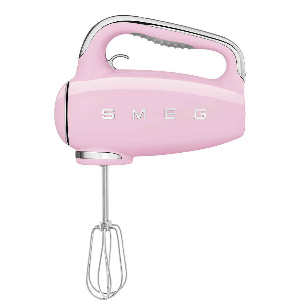 Batteur à main SMEG HMF01PKEU 250 W, 9 vitesses, rose, fouet et crochet pétrisseur