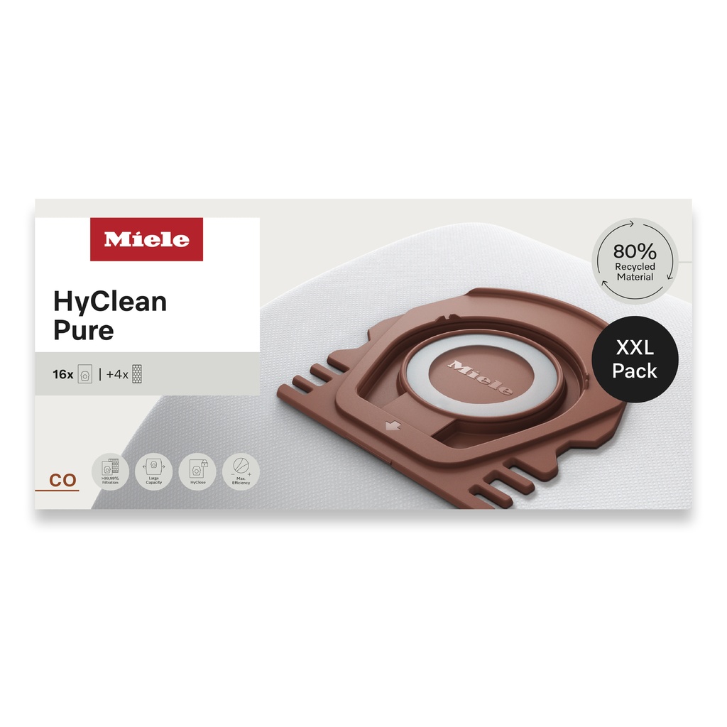 Sac aspirateur MIELE HYCLEANPURECOXXL, 16 sacs, fermeture HyClose, filtration 99,99 %, compatible Guard M1