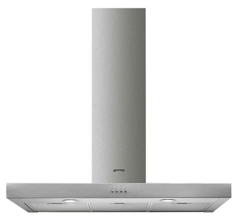 Hotte décorative SMEG KATE900CEX, 90 cm, inox brossé, évacuation, 3 vitesses, éclairage LED