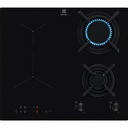 Plaque mixte Electrolux KDI640713K, 60 cm, 2 foyers induction et 2 brûleurs gaz, verre noir, sécurité enfant