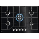 Plaque gaz Electrolux KGG75362K, 75 cm, 5 foyers, dessus verre noir, manettes StepPower, allumage électronique