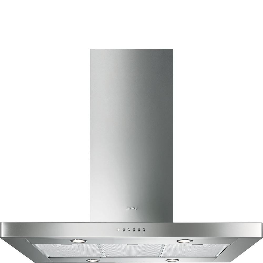 Hotte îlot Smeg KI90XE, 900 mm en acier inoxydable, 533 m³/h, 3 vitesses, éclairage 4 LED