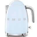 Bouilloire Smeg KLF03PBEU, 1,7 L, 2400 W, acier inoxydable, bleu pastel, base 360°, filtre anti-calcaire