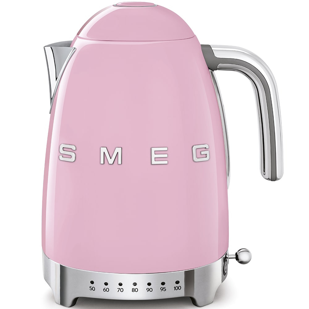 Bouilloire Smeg KLF04PKEU, 1,7 L, 2400 W, rose, réglage de la température, acier inoxydable