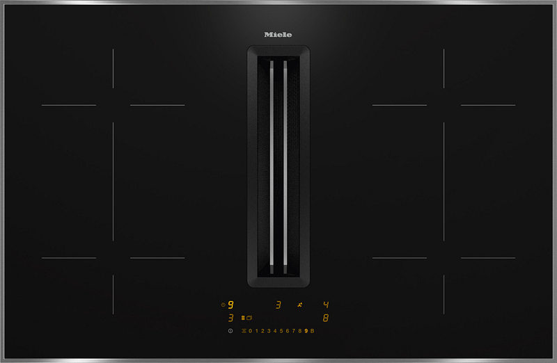 Table de cuisson induction avec hotte intégrée Miele KMDA7473FR-U, 4 zones dont 2 Flex, moteur Eco Silence