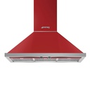 Hotte décorative Smeg KPF9RD, murale rouge 896 mm, extraction 630 m³/h, 3 vitesses, éclairage LED