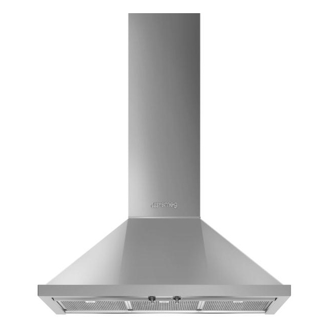 Hotte décorative Smeg KPF9X, murale en acier inoxydable, 630 m³/h, 3 vitesses, éclairage LED