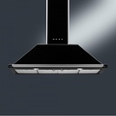 Hotte décorative murale Smeg KT110BLE, 110 cm, noir brillant, extraction 554 m³/h, 3 vitesses et éclairage LED