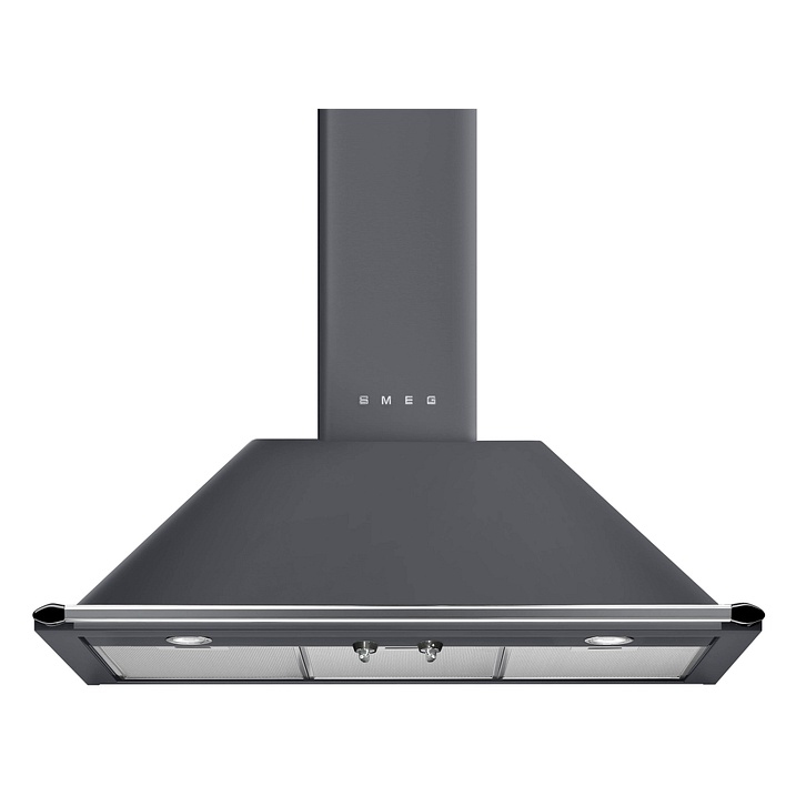 Hotte décorative Smeg KT90GRE, murale 895 mm, gris ardoise, 567 m³/h, 3 vitesses plus intensive, éclairage LED