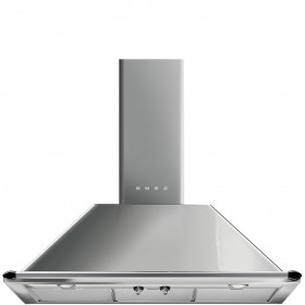 Hotte décorative Smeg KTR90XE murale en inox de 90 cm, 567 m³/h, 3 vitesses, éclairage LED, classe A