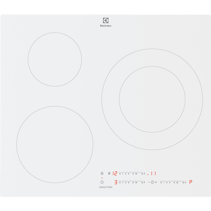 Plaque induction Electrolux LIT60342CW, 60 cm blanche, 3 zones, double zone, Booster, commandes sensitives