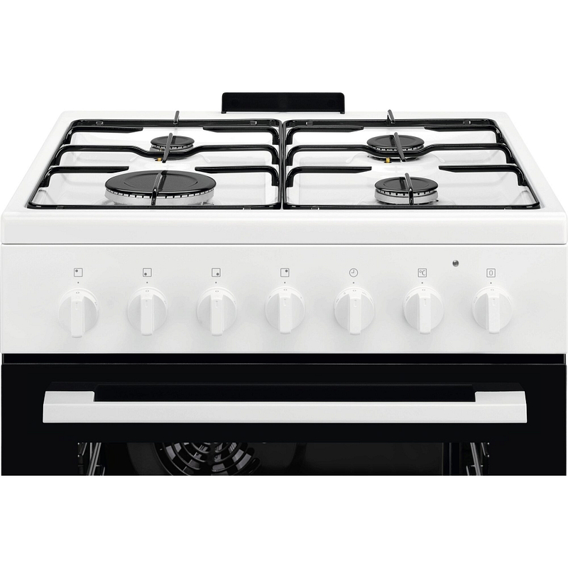Cuisinière mixte Electrolux LKK620010W, 4 brûleurs gaz, four électrique multifonction 57 L, grill, porte froide