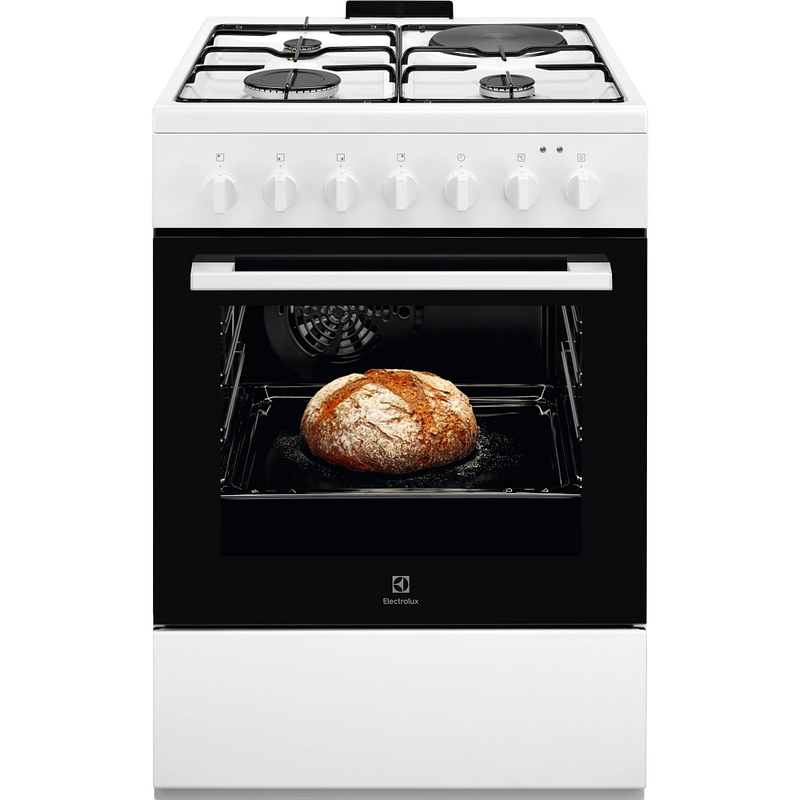 Cuisinière Electrolux LKM624022W mixte gaz/électrique, four multifonction 57 L, nettoyage par catalyse, 60 cm