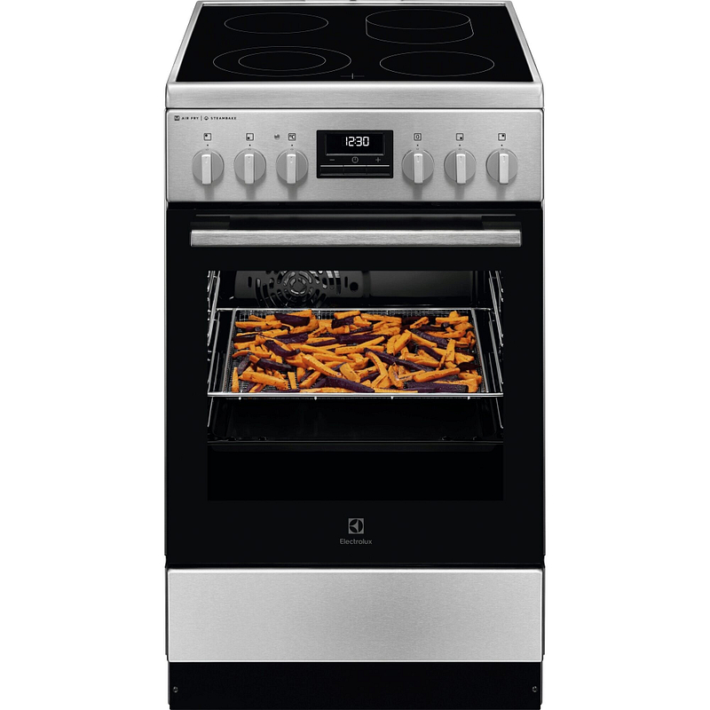Cuisinière vitrocéramique Electrolux LKR564255X, 4 foyers, four 58 L à chaleur tournante, catalyse, grilloir
