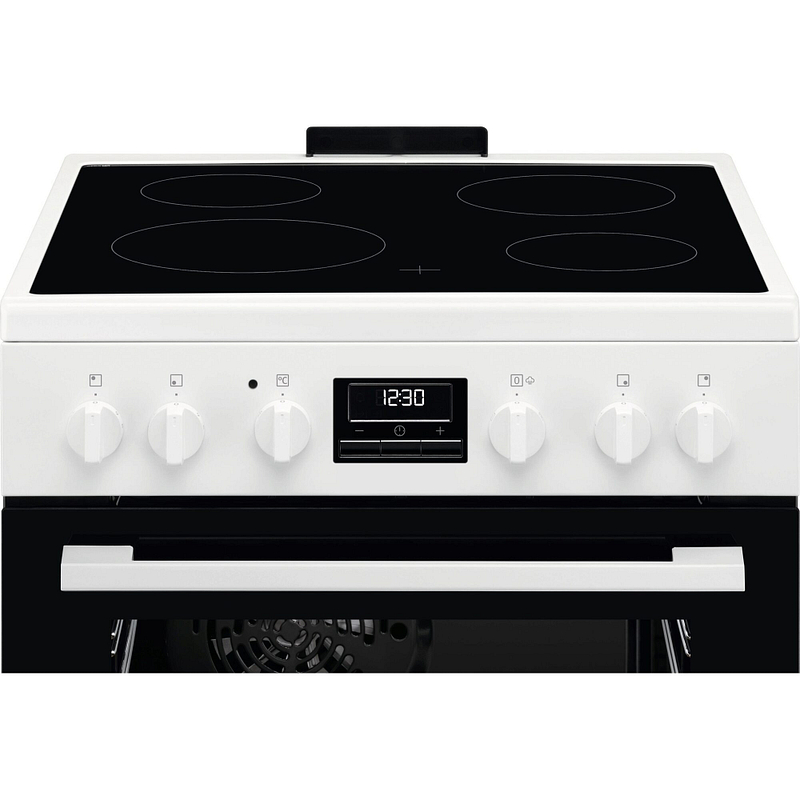 Cuisinière Electrolux LKR664177W, vitrocéramique 4 foyers, four 58 L SteamBake, nettoyage par catalyse, blanc
