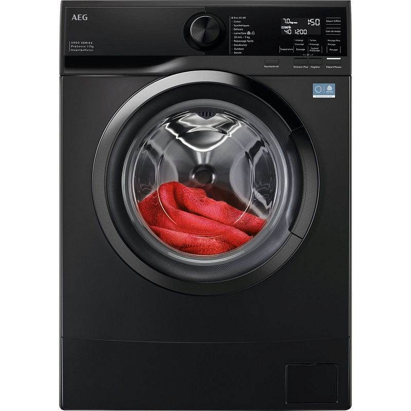 Lave-linge hublot AEG LSR6E7474XA, 7 kg, classe A, moteur Öko Inverter, 1351 tours/min, vapeur anti-allergie