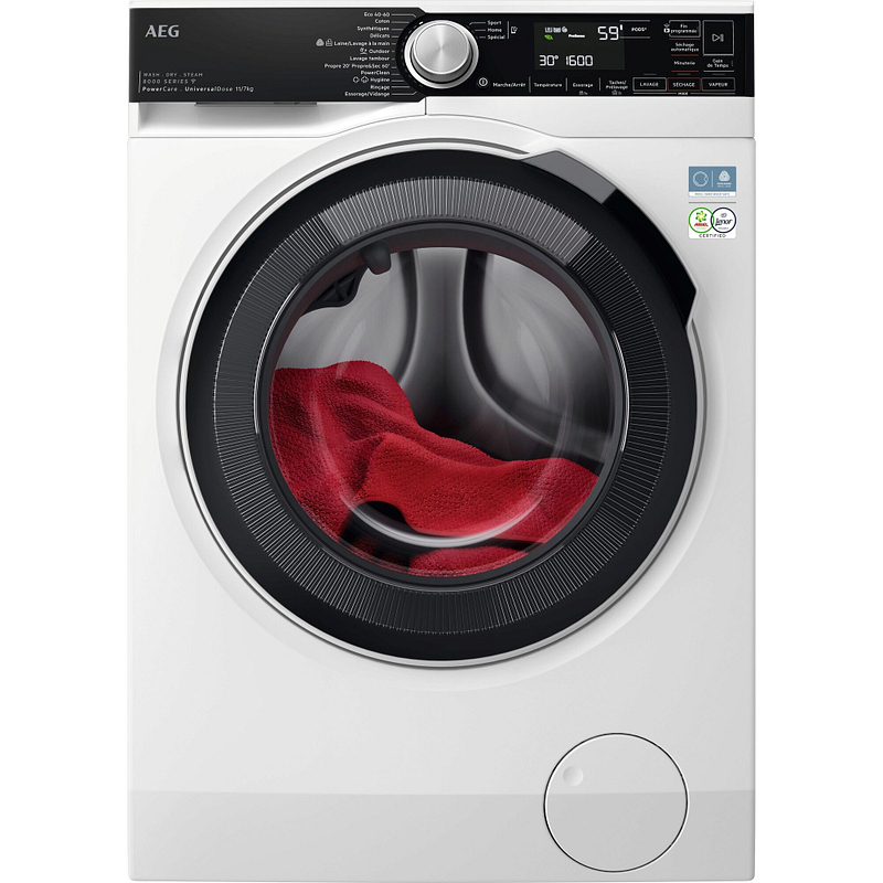 Lave-linge séchant AEG LWR85A1176V hublot, 11 kg en lavage, 7 kg en séchage, 1550 t/min, Wi-Fi