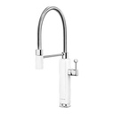 Mitigeur d'évier SMEG MDF50WH avec douchette mobile semi-professionnelle, bec à ressort, laiton chromé, style années 50