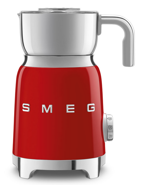 Mousseur et chocolatière Smeg MFF11RDEU, rouge, 500 W, induction, carafe inox amovible, style années 50