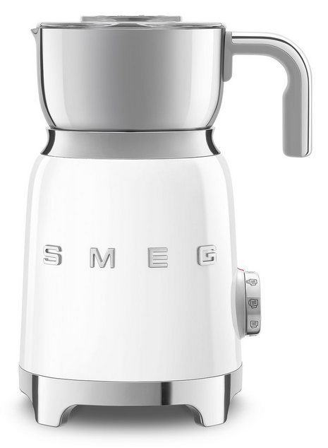 Mousseur à lait et chocolatière Smeg MFF11WHEU à induction, 600 ml, cuve inox, style années 50, blanc