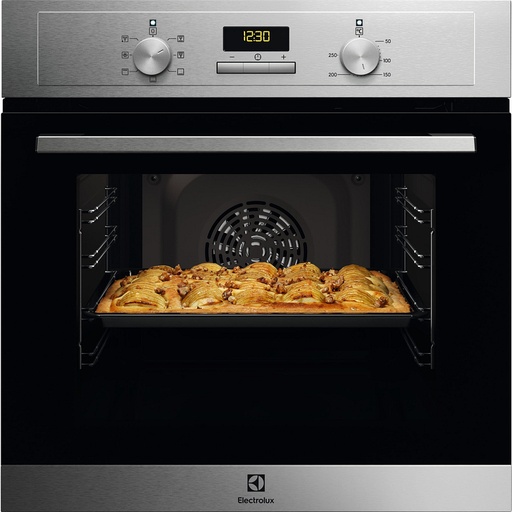 [EOH3C01BX] Four encastrable Electrolux EOH3C01BX, 65 L, catalyse, chaleur tournante, inox anti-trace, éclairage halogène