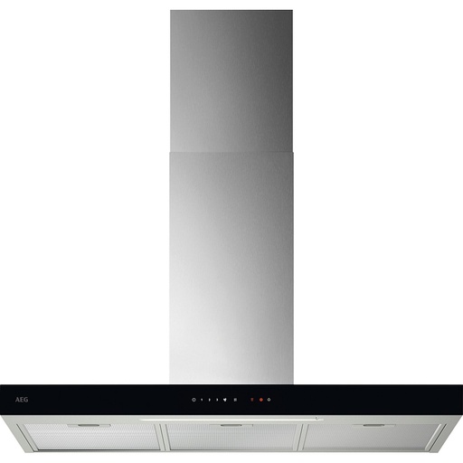 [GB67D91HL] Hotte décorative AEG GB67D91HL murale 898 mm noire et inox, 600 m³/h, 3 vitesses, éclairage LED