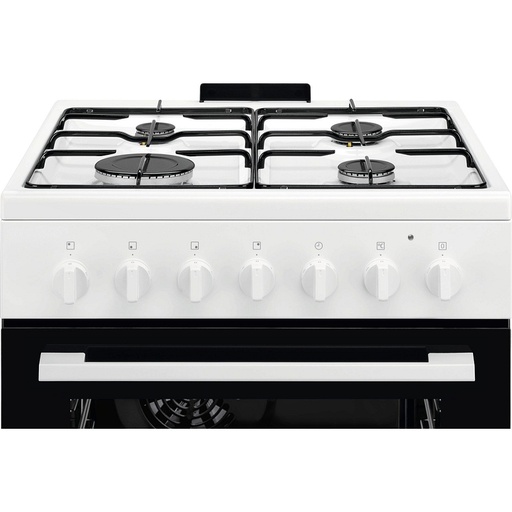 [LKK620010W] Cuisinière mixte Electrolux LKK620010W, 4 brûleurs gaz, four électrique multifonction 57 L, grill, porte froide