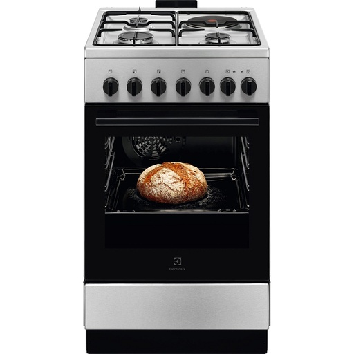 [LKM520011X] Cuisinière mixte Electrolux LKM520011X, 3 foyers gaz et 1 foyer électrique, four multifonction 57 L, grill