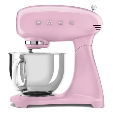 [SMF03PKEU] Robot pâtissier Smeg SMF03PKEU rose, 800 W, bol de 4,8 L, 10 vitesses, rotation planétaire