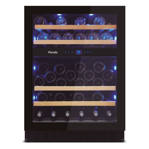 [PVMB6046CRR/010729] Cave à vin PANDO PVMB 60-46CRR 010729 sous plan de travail, 46 bouteilles, 2 sections de froid