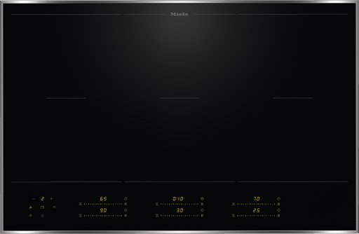 [KM8585-2FR] Plaque induction MIELE KM8585-2FR, 6 zones PowerFlex, commande MultiSlide, cadre inox, vitrocéramique noire