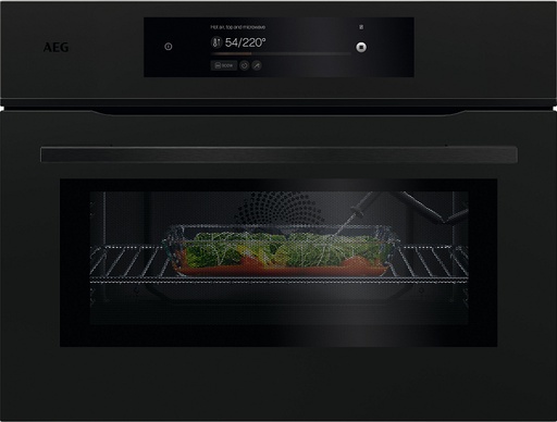 [TK9NK82XDT] Four encastrable AEG TK9NK82XDT, émail lisse, micro-ondes 1000 W, fermeture SoftMotion, niche 45 cm