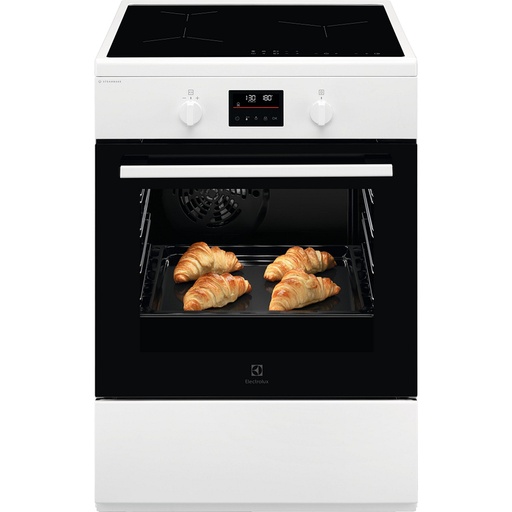 [EKI668900W] Cuisinière induction Electrolux EKI668900W, 3 foyers, four pyrolyse 57 L, chaleur tournante pulsée, blanc